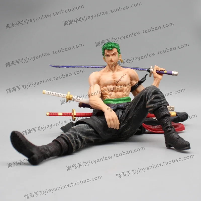 11cm One Piece Anime Figures Roronoa Zoro Figurine Wine Jug Pz Sitting Posture Action Figure Pvc Collectible Pvc Model Toy