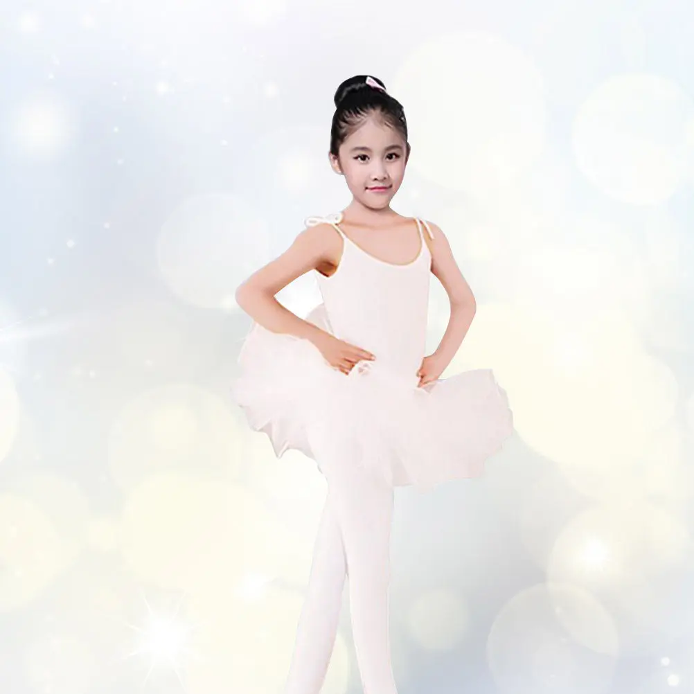 Little Girls One-Piece Sleeveless U-Neck Tulle Ballet Tutu Dress for Dancing Spring Summer Autumn Comfortable Elastic