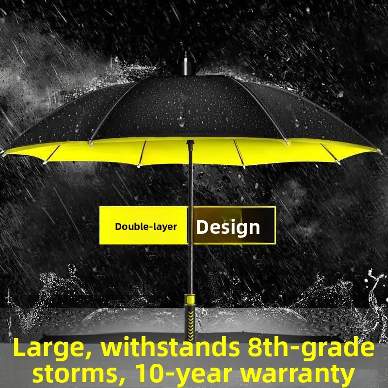 

Thiened Double Layer Auatic Umbrella Long Handle Extra Large Reinforced Men's Resistant to s Tee times Double