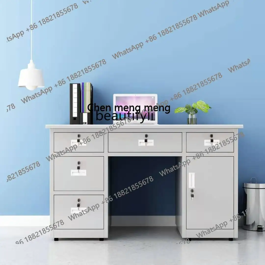 S7486 ss 304 Stainless Steel Desk Thickened Computer Desk with Drawer Work Desk Home Cashier Study