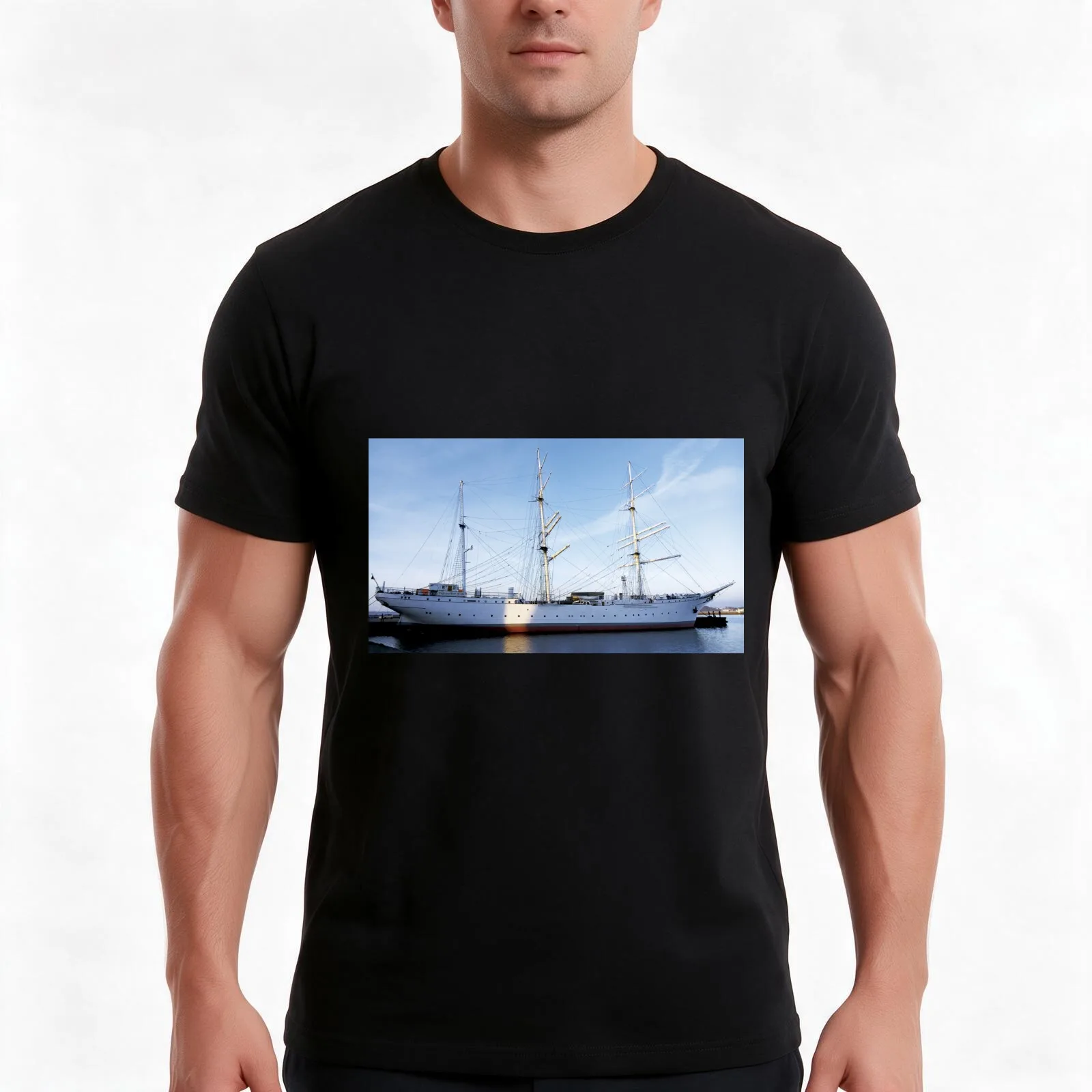 The Gorch Fock I floating museum T-Shirt, Summer Casual Cotton Tee, Oversized Streetwear Tops, Vintage Graphic Print