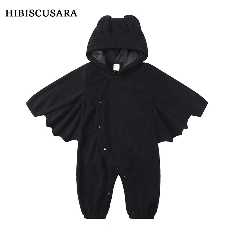 Halloween Baby Clothes Thicken Fleece Rompers Bat Devil Toddler Boy Girl Jumpsuit Warm Hallowmas Costumes Cosplay Outfits