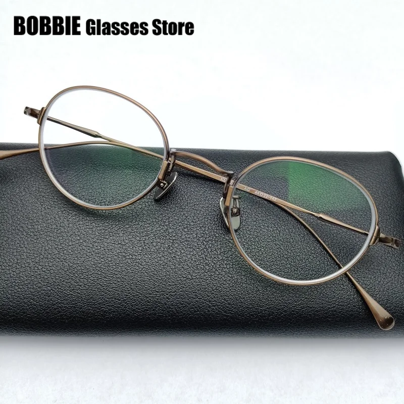 

Japanese Handmade Retro Small Round Glasses Frame Men Oval KMN53 Eyeglasses Optical Myopia Reading Eyewear Pure Titanium Light