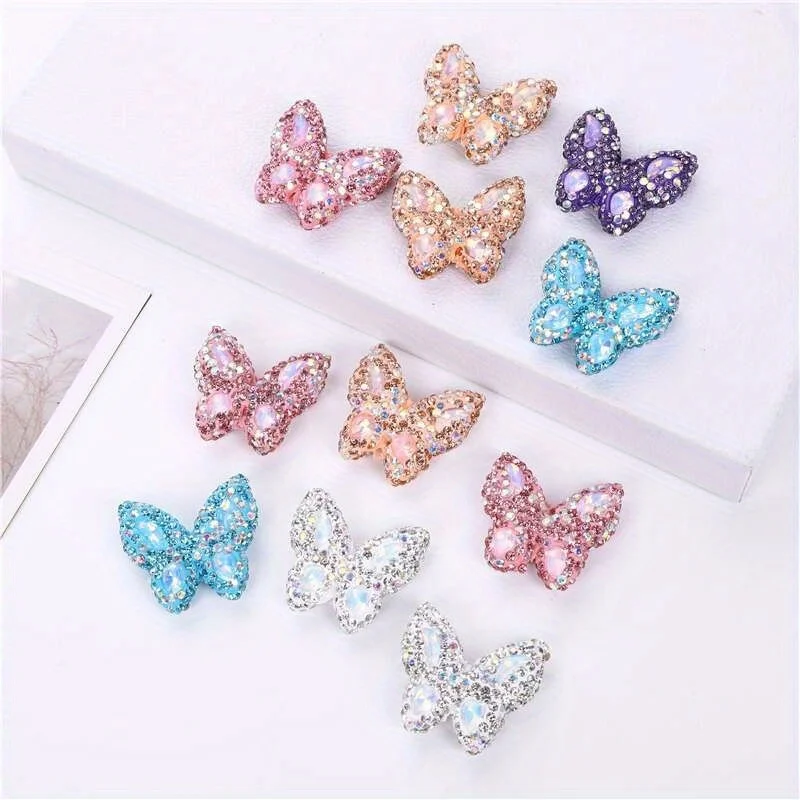 1pcs Butterfly Polymer Clay Beads Straight Hole Moon Glass Rhinestone For Pen Decorate DIY Jewelry Keychain Necklace Making