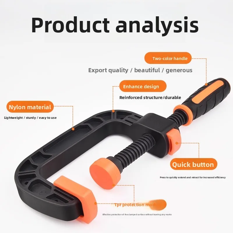For Two Spring Clamps with Strong Clamping Force, Reinforced Plastic Nylon Heavy-duty Spring Jaw Opening Clamps