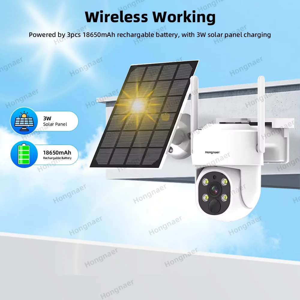 Hongnaer 4MP 6CH WiFi شبكة الفيديو PTZ IP اللاسلكية الرئيسية NVR الشمسية في الهواء الطلق CCTV عدة مجموعة نظام نظام نظام الكاميرا الأمنية