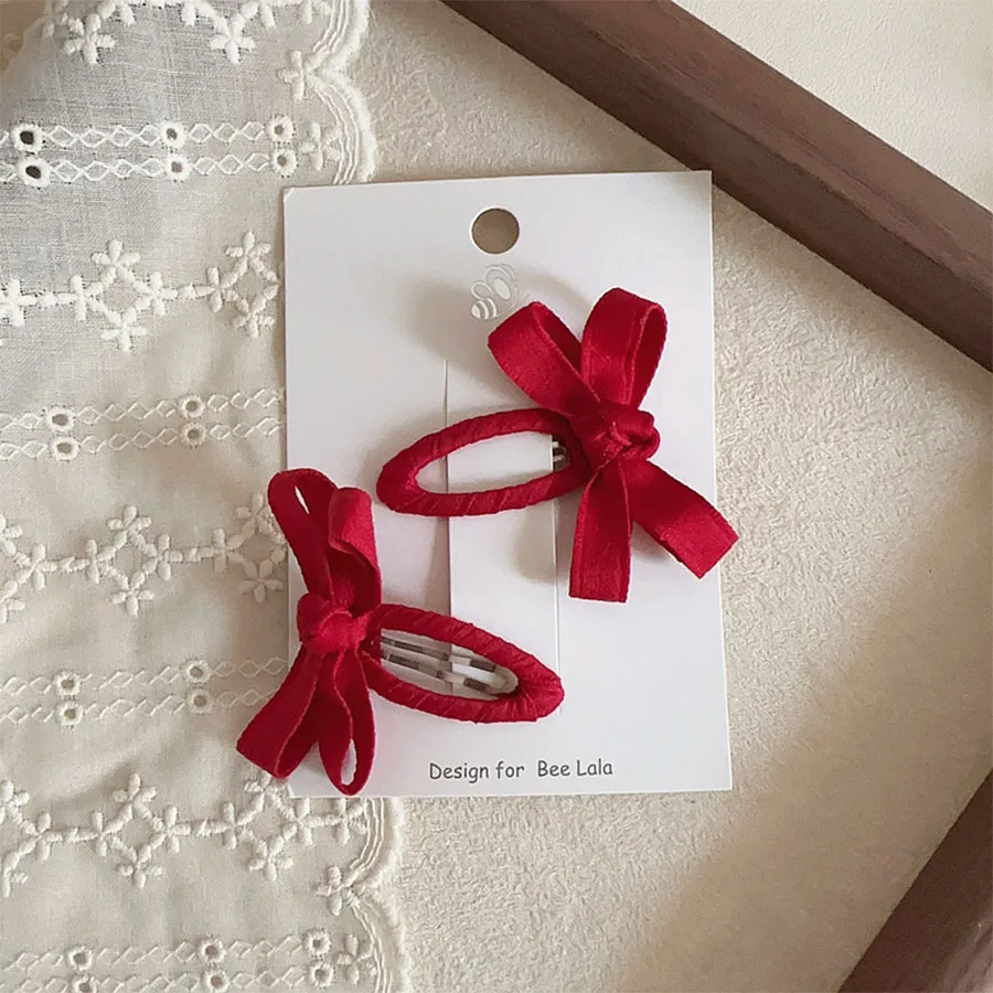 Baby Haarspangen Neue Herbst und Winter Blattfarbe Serie Baumwolle Gürtel Schleife Kinder BB Clips Pony Haarspangen Seitenhaar-Accessoire