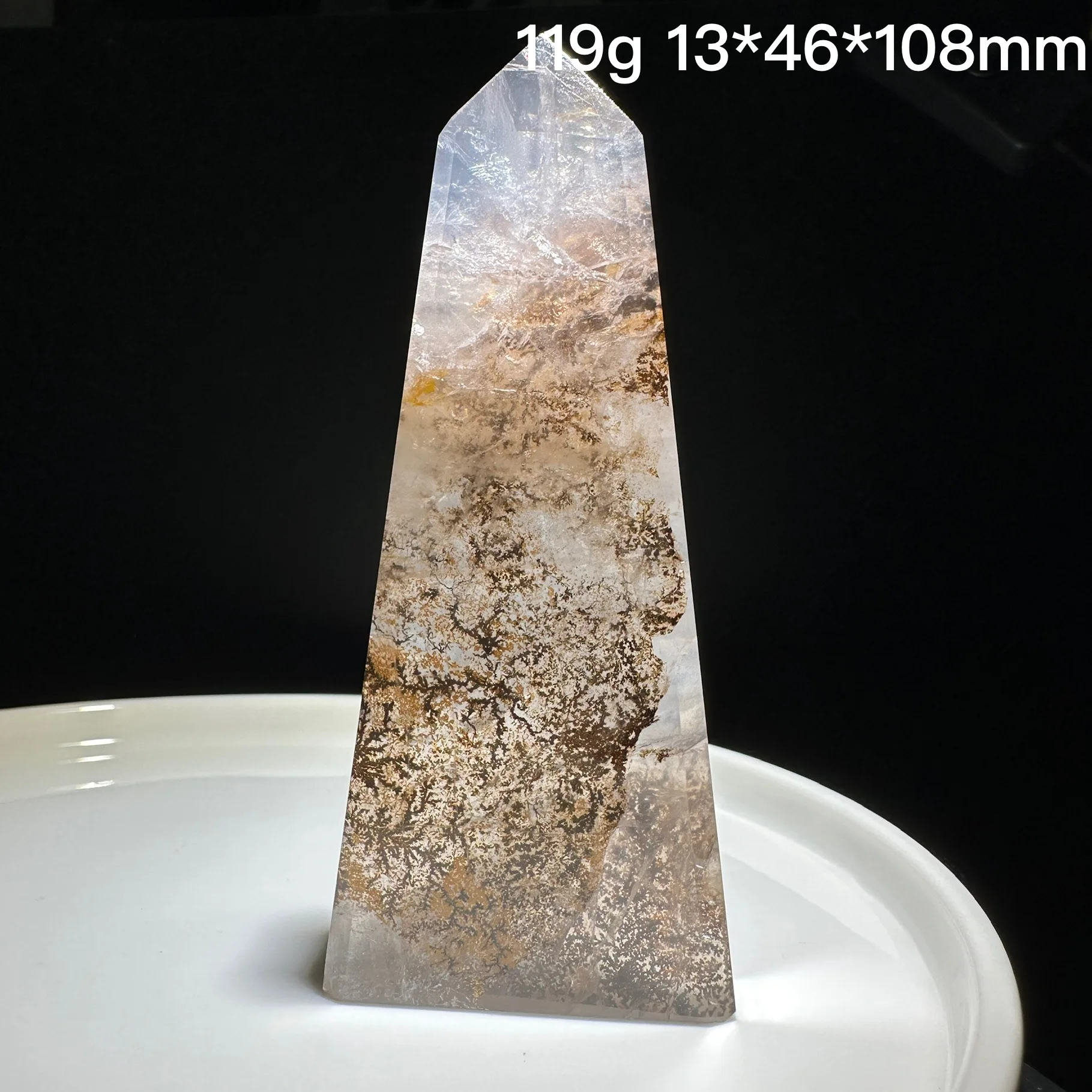 

Natural Crystal Tower Pyrolusite Tree Landscape Clear Quartz Wand Point Reiki Healing Stone Gift Home Decor Obelisk