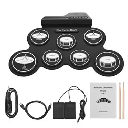 2022New Folding Silicone Hand Roll USB Electronic Drum Portable Practice Drums Pad Kit With Drumsticks Sustain Pedal