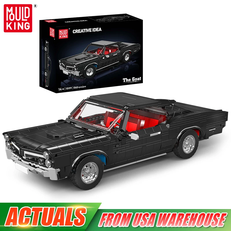 Mould King 10199 coche de juguete técnico, conjunto de bloques de construcción de coche musculoso de cabra, juego de ladrillos de coche Vintage, regalo de Navidad para niños