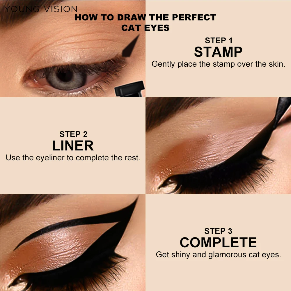 YOUNG VISION Black Double Head Seal Eyeliner Liquid Pen Is Not Easy To Smudge Triangle Eyeliner Pen