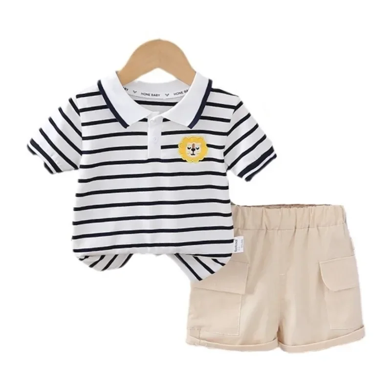 

New Summer Baby Clothes Suit Children Boys Casual Striped T-Shirt Shorts 2Pcs/Sets Toddler Sports Costume Infant Kids Tracksuits