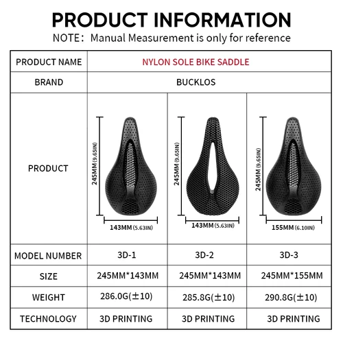 Imagen 2 del producto BUCKLOS-sillín de bicicleta con estampado 3d de 143MM y 155mm, asiento transpirable para bicicleta de carreras, cojín 3D para triatlón de montaña y carretera, nailon