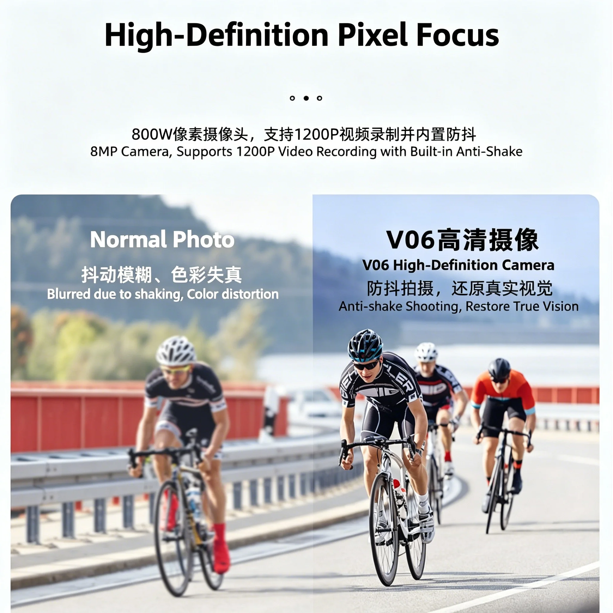 AI Smart Glasses Outdoor Photography 8MP HD AntiShake Cycling Shooting Windproof Goggles AntiFog Sports Camera for Bike Riding