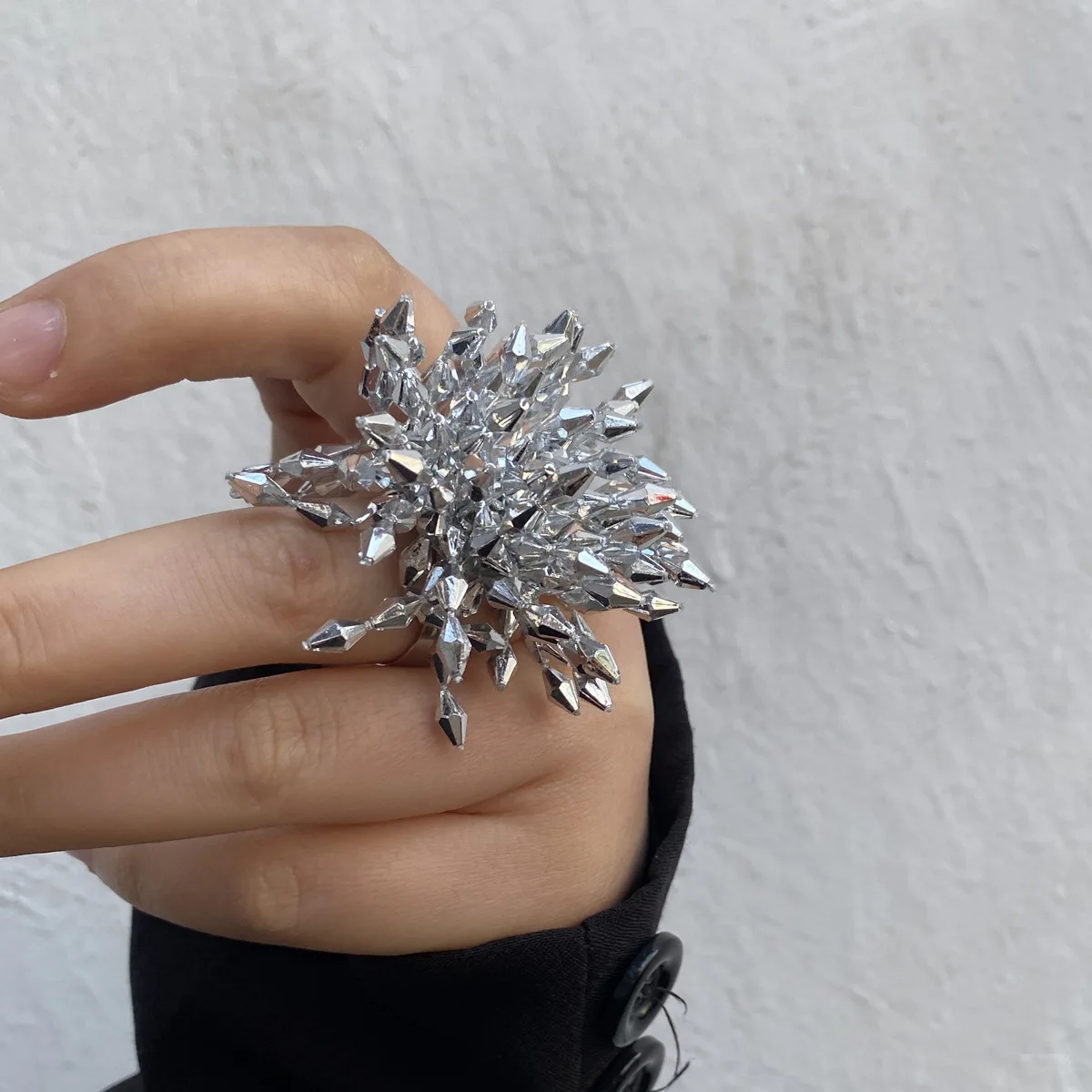HUANZHI Gold/Silver Color Firework Flower Ring Fashion Exaggerated Jewelry For Women Girls Y2K Personalised Jewelry New
