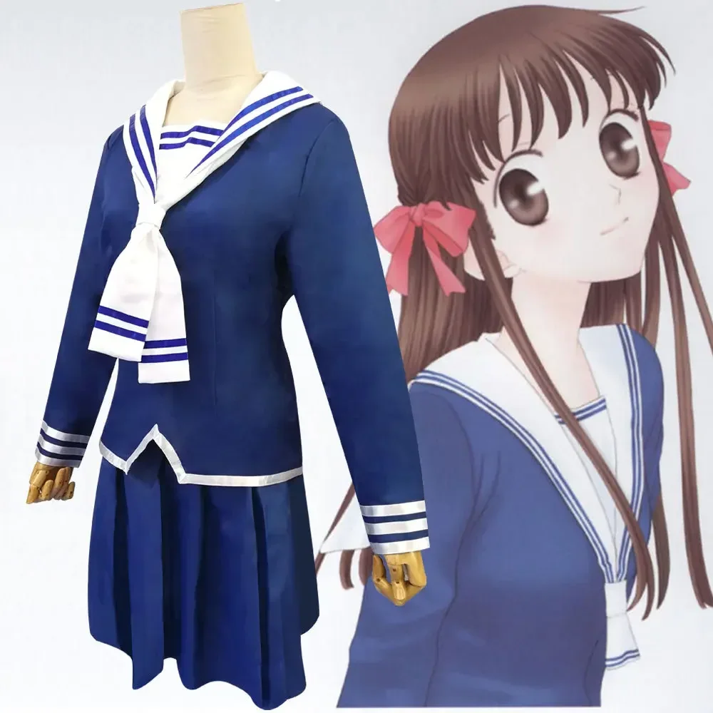 Anime Fruits Basket Honda Tohru Cosplay Kostüme Frauen Tops Kleid JK Uniformen Schulmädchen Sailor Anzüge Tohru Honda Perücken Outfits