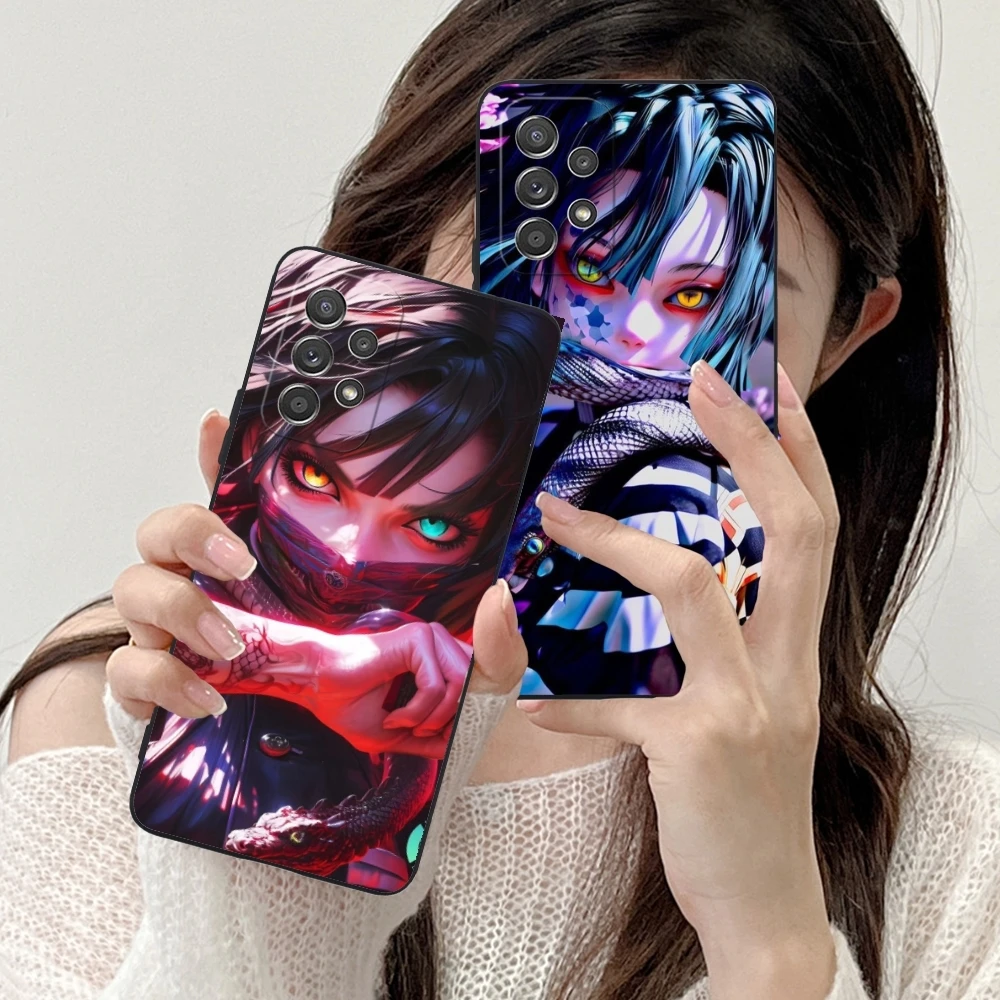 Demon Slayer Obanai Mobile Phone Case for Samsung Galaxy A91 73 71 70 54 53 52 34 24 23 21 S 5G Black Soft Phone Cover Shell