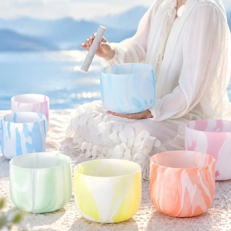 7 Piece Set Sound Bowl 432Hz 6-12 Inch Singing Bowls Crystal Sand Sound Bowls Professional Meditation Percussion Instruments