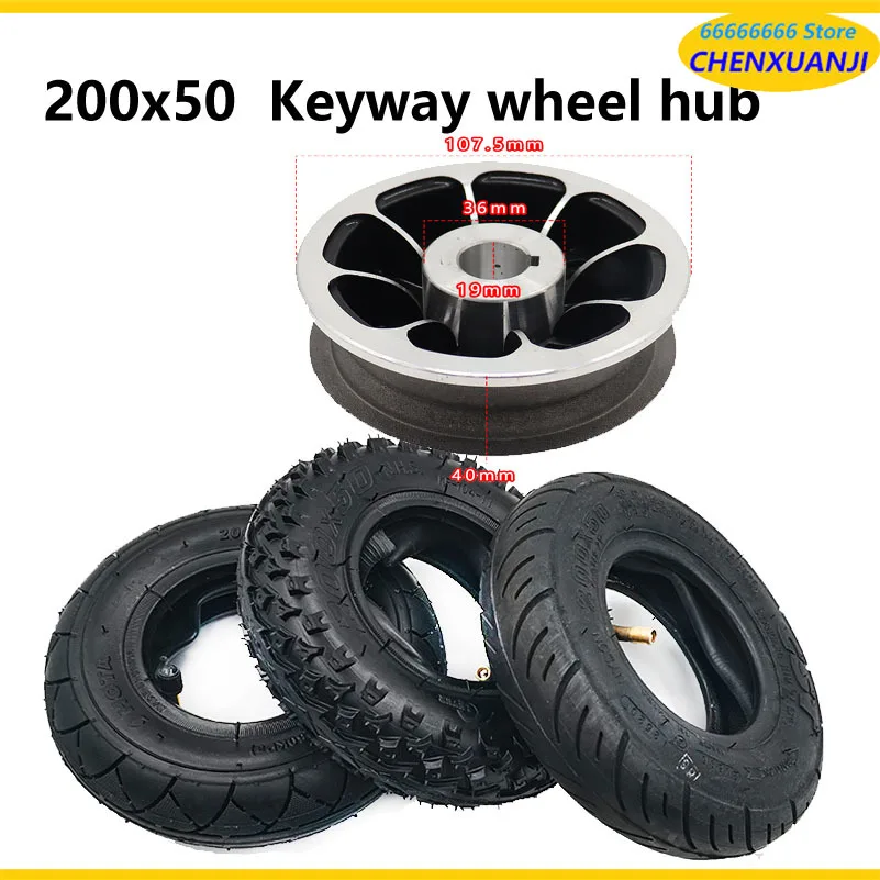 Pneu Sólido 200x50 com Chaveta de 19MM para Patinete Elétrico Speedway Mini 4 Pro - Peças de Reposição de Roda Rima Mini 4 Pro 200X50