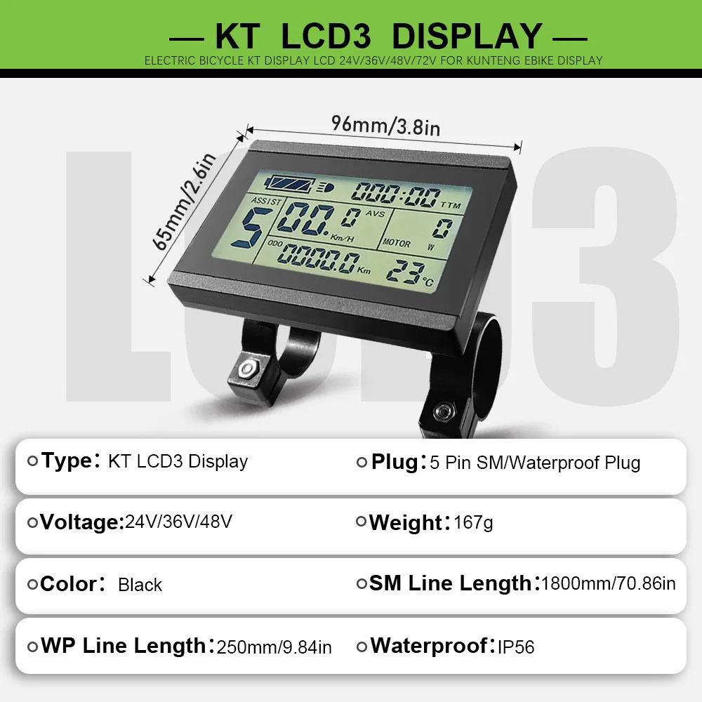 Bicycle mountain bike modified electric moped Quantum LCD large screen instrument waterproof connector