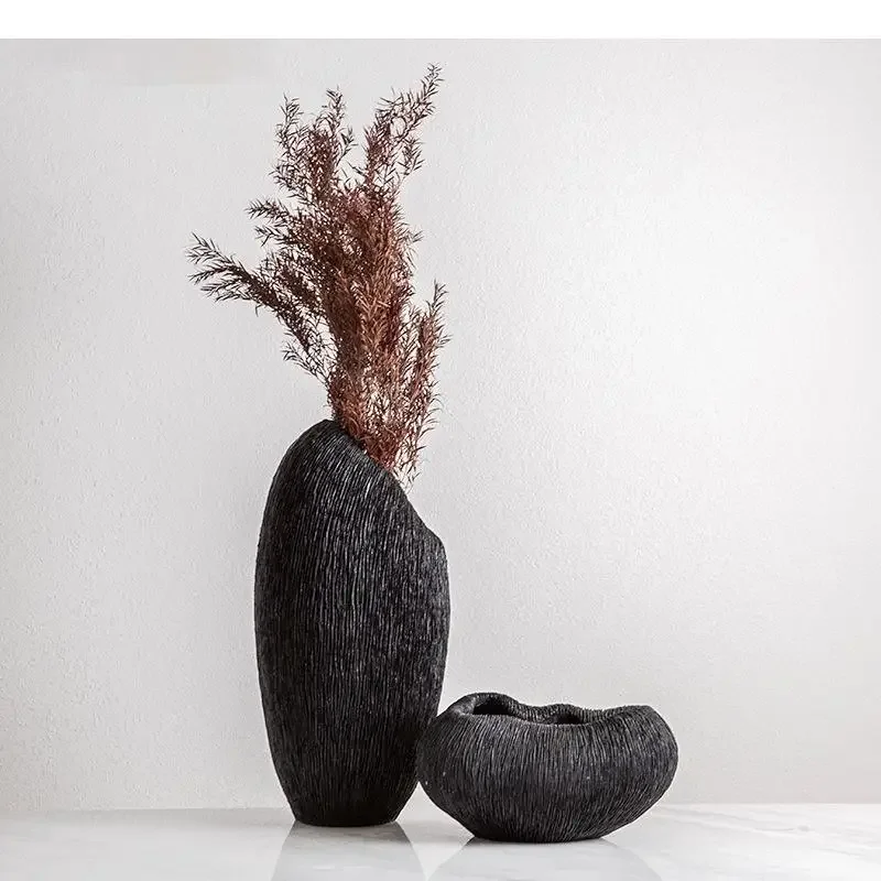

#For Resin Vase Coral Texture Tray Saucer Flower Irregular Stripes Modern Home Decoration Handicraft Furnishings^