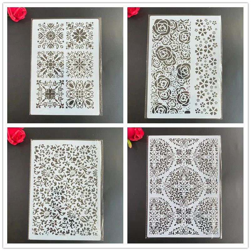 

4pcs /set A4 Mandala Stencils Painting Coloring Embossing Scrapbook Album Decorative Template stencil paris