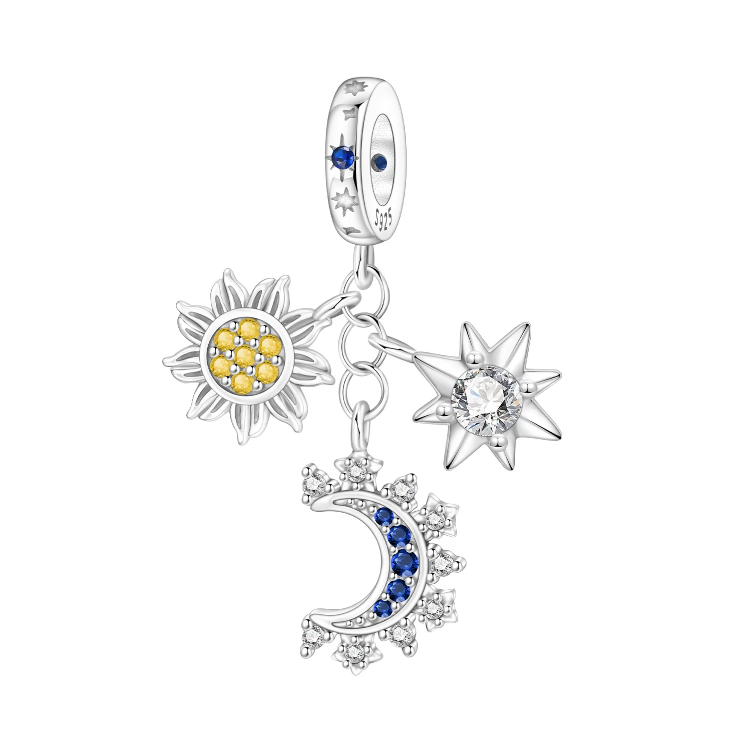 

Orstarry стерлингового серебра 925 пробы, звезда, луна, солнце, бусины с кисточками, оригинальные подвески, браслет, очаровательные ювелирные изделия, вечерние, сделай сам, модные подарки