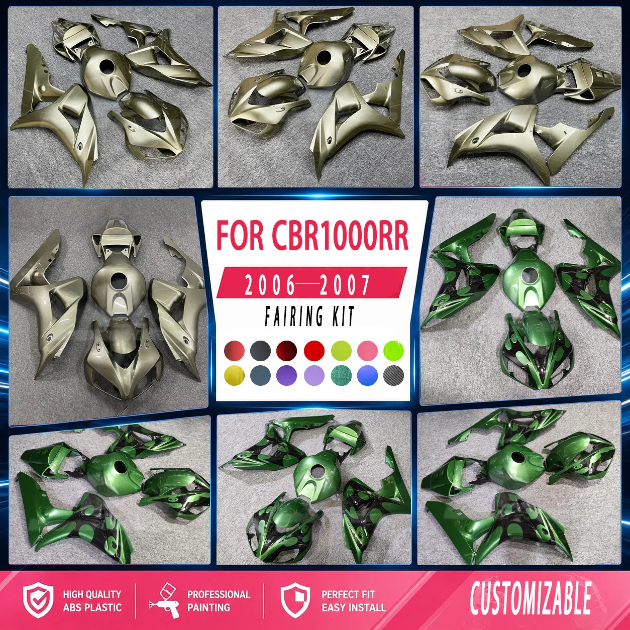 ABS Plastic Fairing Kit 2006 2007 CBR1000RR Motorcycle Scooter Injection Body Set Fairings for HONDA 06 07 CBR 1000 RR view 2