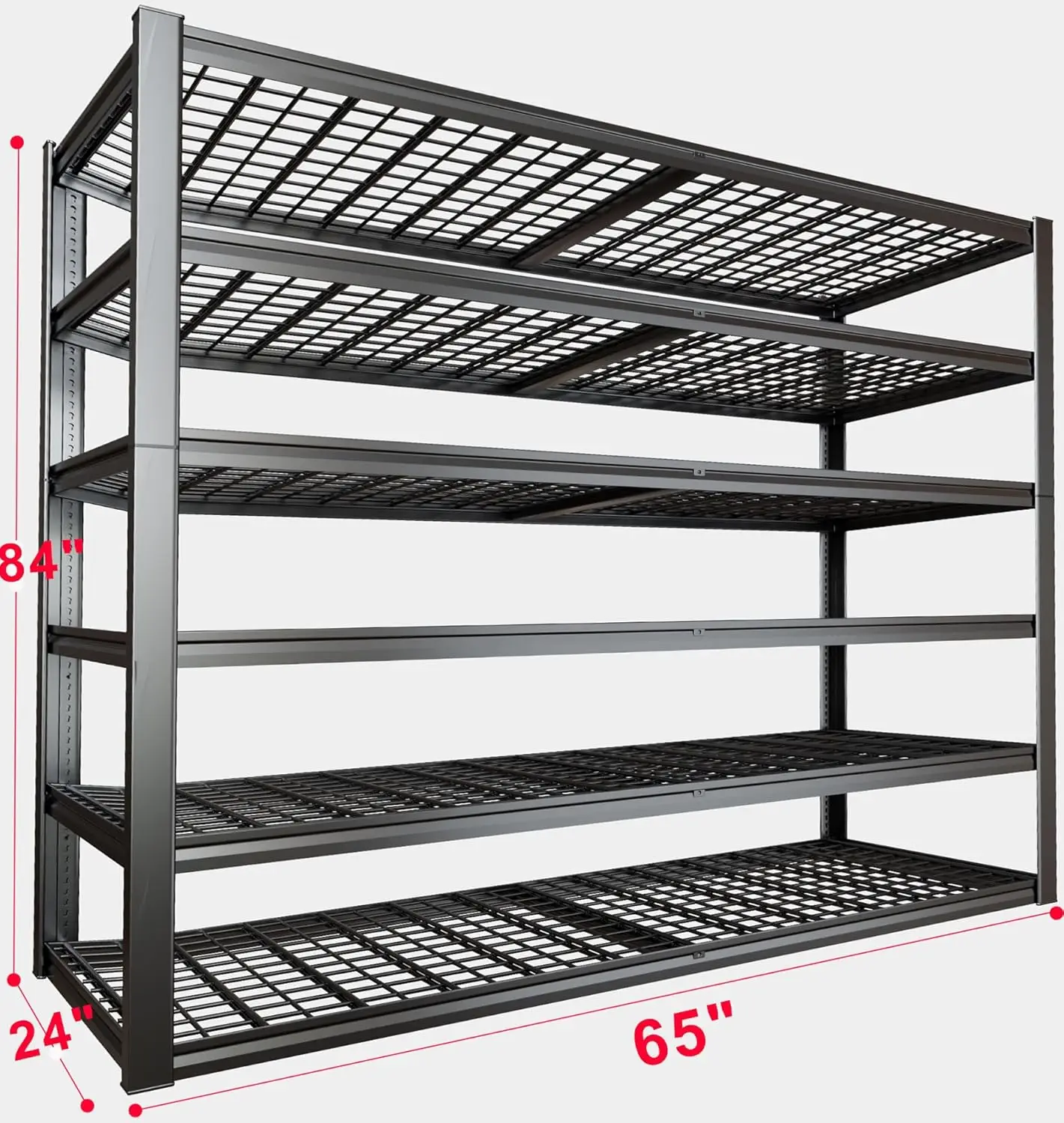 65" W rekken heavy duty, 6-laags garageplanken, verstelbare opbergrek, commercieel metalen plankrek voor magazijn,