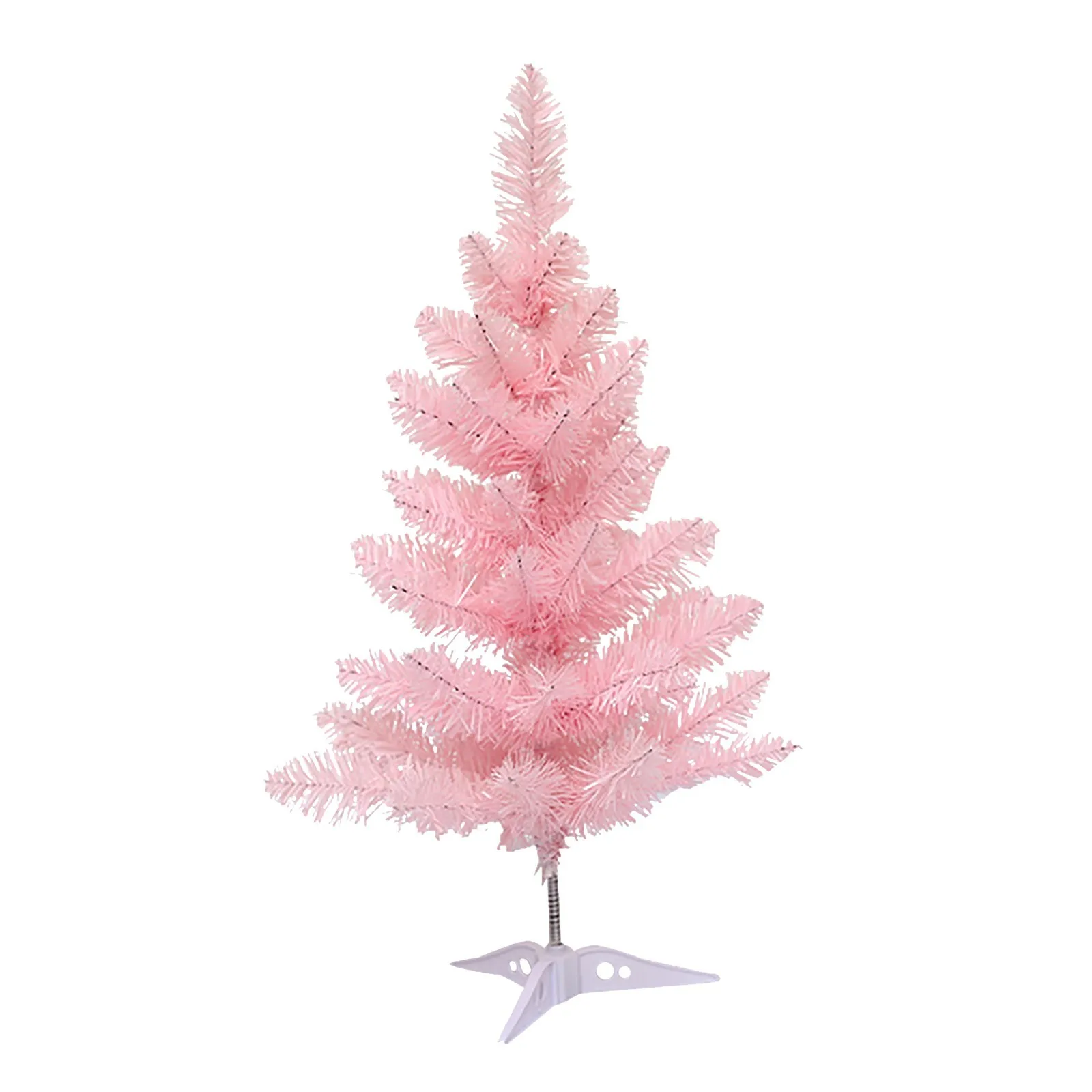 Árbol de Navidad Artificial de 45/60CM, pino de Navidad flocado de escritorio rosa con luz, decoración navideña, adornos para ventana, regalo