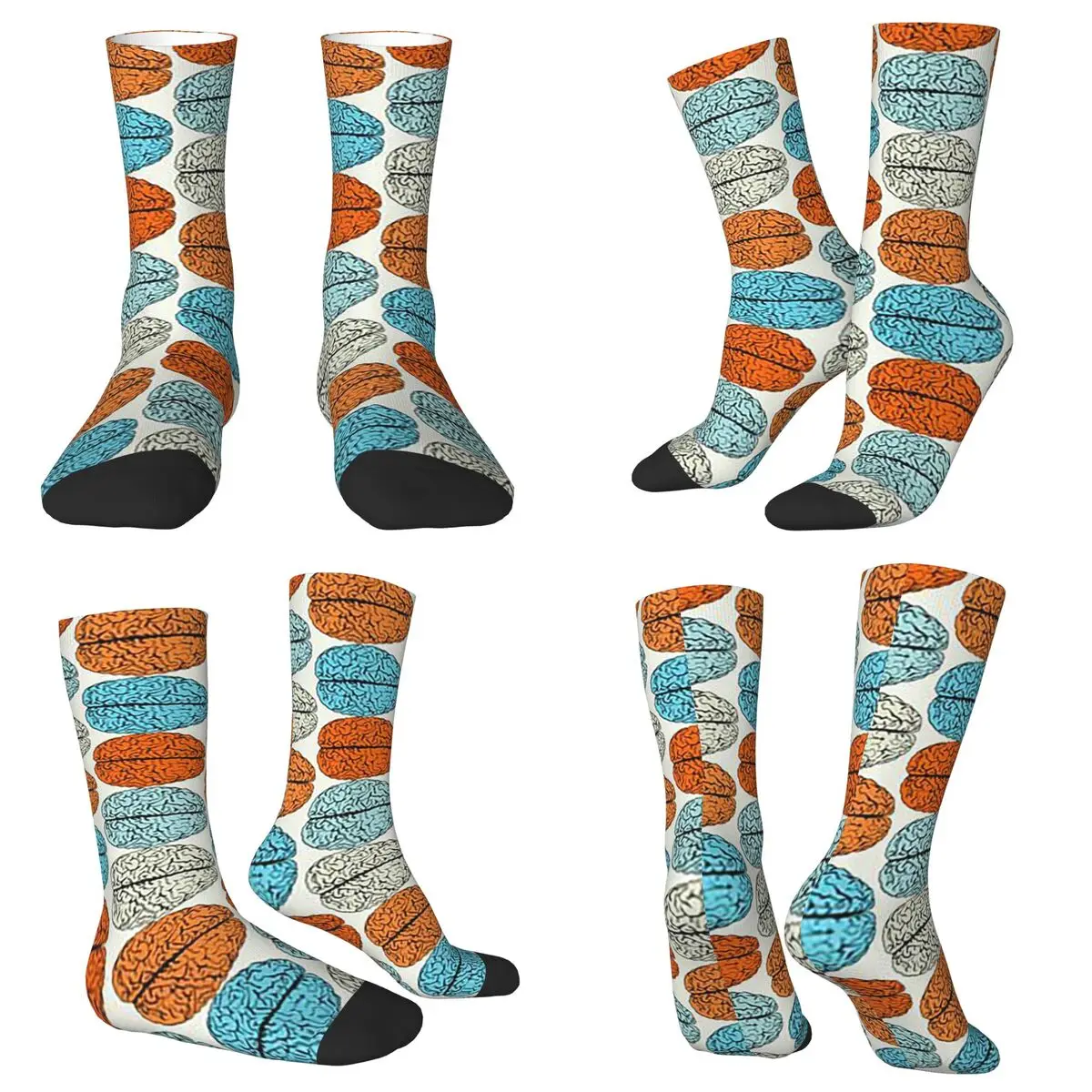 All Seasons Crew Stockings Collage Of Colorful The Human Brain Socks Harajuku Long Socks for Men Women Valentine's Day Gifts