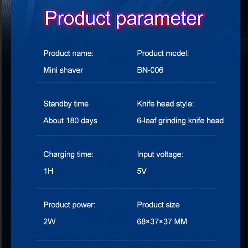 Electric Mini Shaver Portable Double Heads Type-C Charging 6-Leaf Grinding Knife Head Dry Wet Dual Use Waterproof Razor