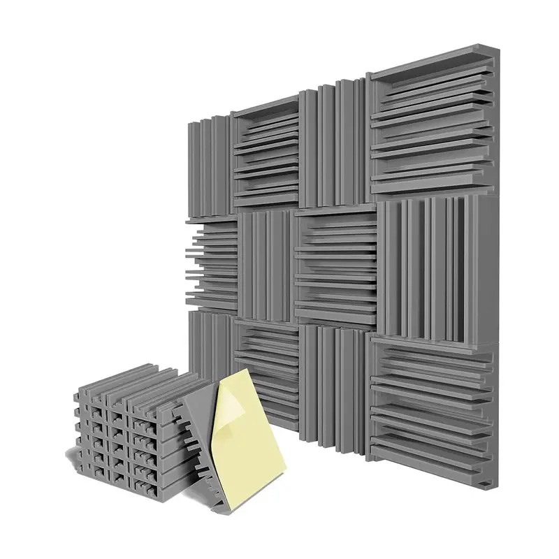 【BIG SALE】60 Pcs Self-Adhesive Acoustic Foam Panels,12 X 12 X 2 Inches Sound Absorbing Foam,Recording Studio Sound Proof Foam Gr