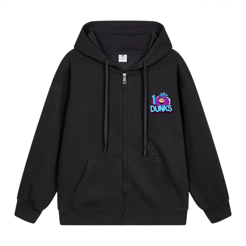 

Men's Zip-Up Hoodie Colorful Logo On Black Hoodie 2025 New Style Casual Couples’ Style Casual and Loose