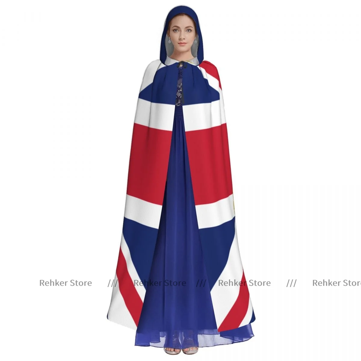 Queen Elizabeth Platinum Jubilee Souvenirs British Flag Cloak Hooded Cosplay Costume Halloween Adult Long Party Cape