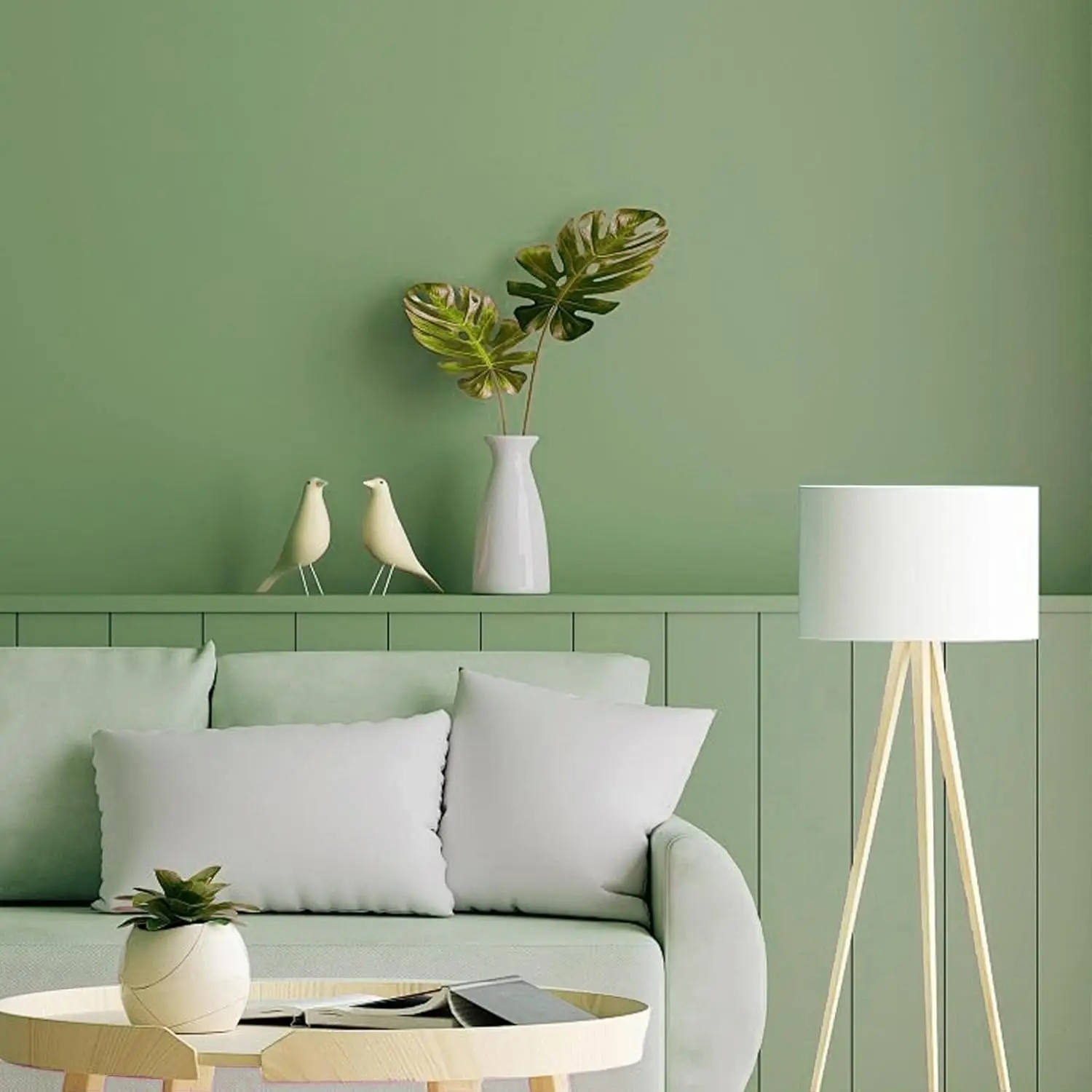 Green Matte Self-Adhesive Film Thickened Waterproof Wallpaper DIY Renovation Sticker for Kitchen Cabinet Table Wall Furniture
