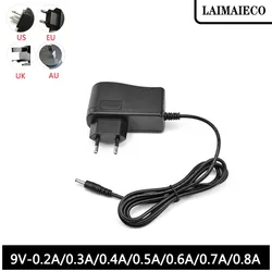 LAIMAIECO 9V 200mA 300mA 400mA 500mA 600mA 700mA 800mA AC 100V-240V moc przełączania zasilacz DC 3.5mm X 1.35mm EU US UK AU