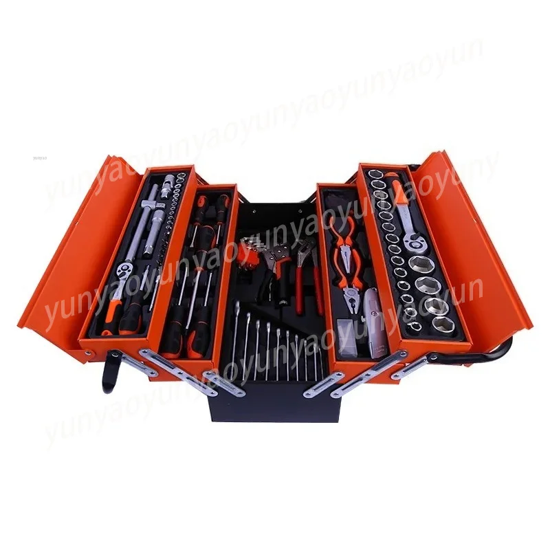 85Pcs Auto Repair Kit Three Layer Iron Box Household Hardware Plier Sleeve Tool Set 72 Teeth Ratchet Wrench