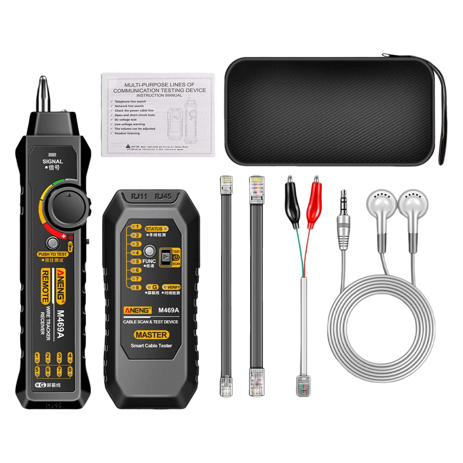 Ethernet Cable Tester Professional with BNC Port and DC Voltage Test for Open Short Circuit Detection on Phone Network Lines
