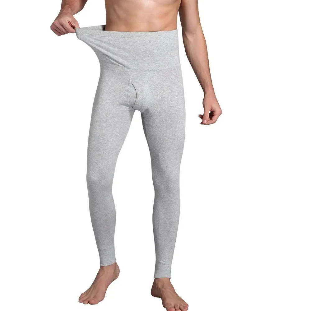 

Men's Solid Color Thermal Underwear Sleep Bottoms Cotton High Waist Trousers Warm Long Johns Comfortable Leggings Pajama Pants