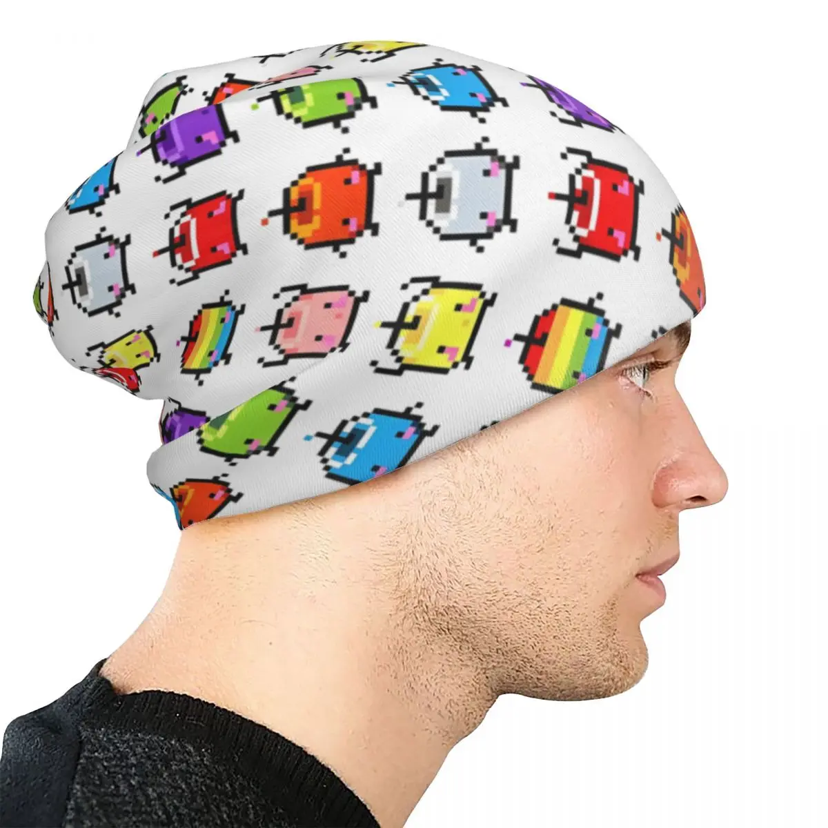 Stardew Valley باستيل Junimos اللون بونيه القبعات الهيب هوب في الهواء الطلق آر بي جي لعبة Skullies قبعة حريمي للجنسين قبعة دافئة ذات الاستخدام المزدوج #4