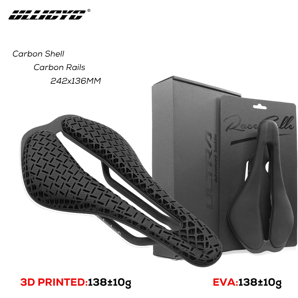 

3D Printed Honeycomb Bicycle Saddle Hollow Comfortable Breathable,Full-Carbon Shell MTB/Road Racing Bike Cycling Seat,136x242mm