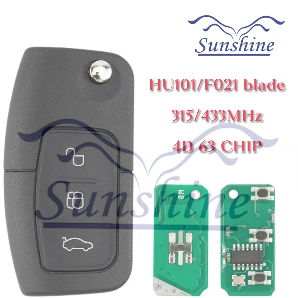 

Sunshine car key ford 315/433Mhz 4D63 Chip Smart Flip Blank Key Car Remote Control Key Fit For Focus Mondeo Fiesta Galaxy Fusion