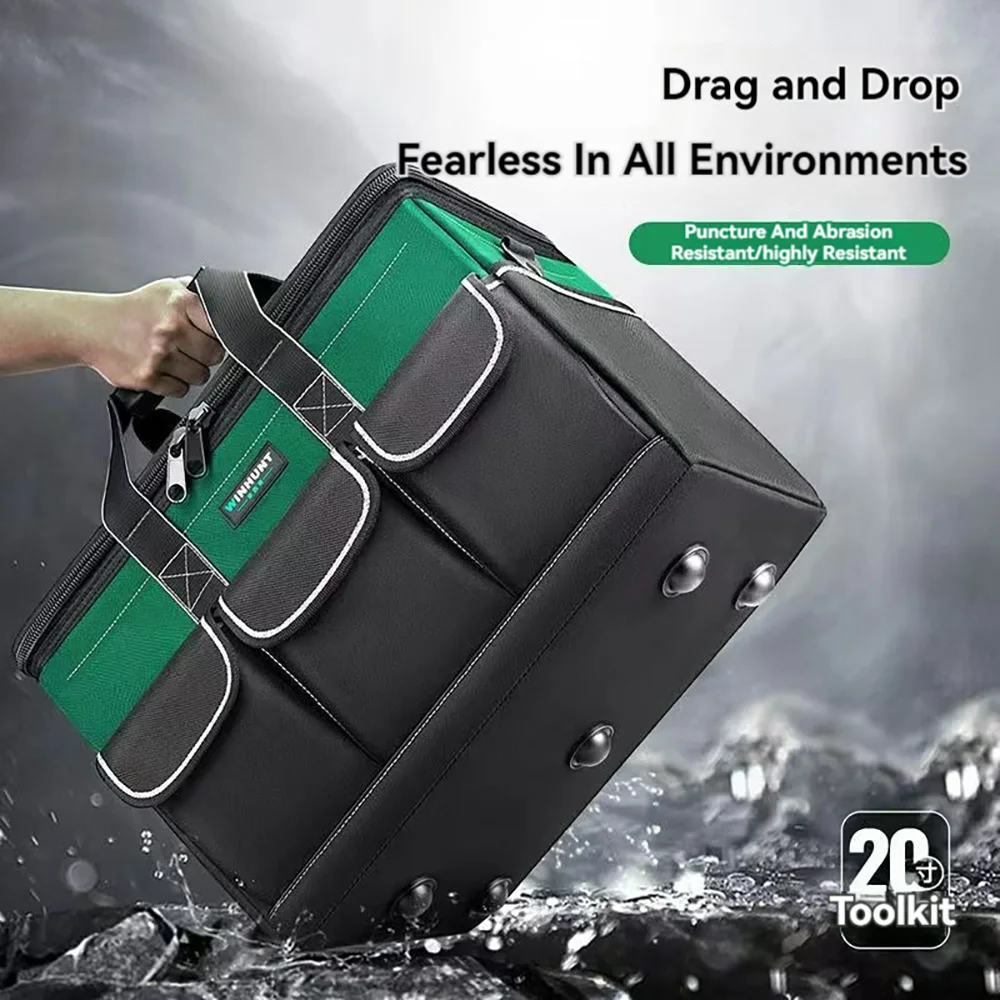 New Square Tool Bag with 30% More Capacity Waterproof Multi Pockets Tool Organizer Tool Pouch for Electrician Tools Bucket