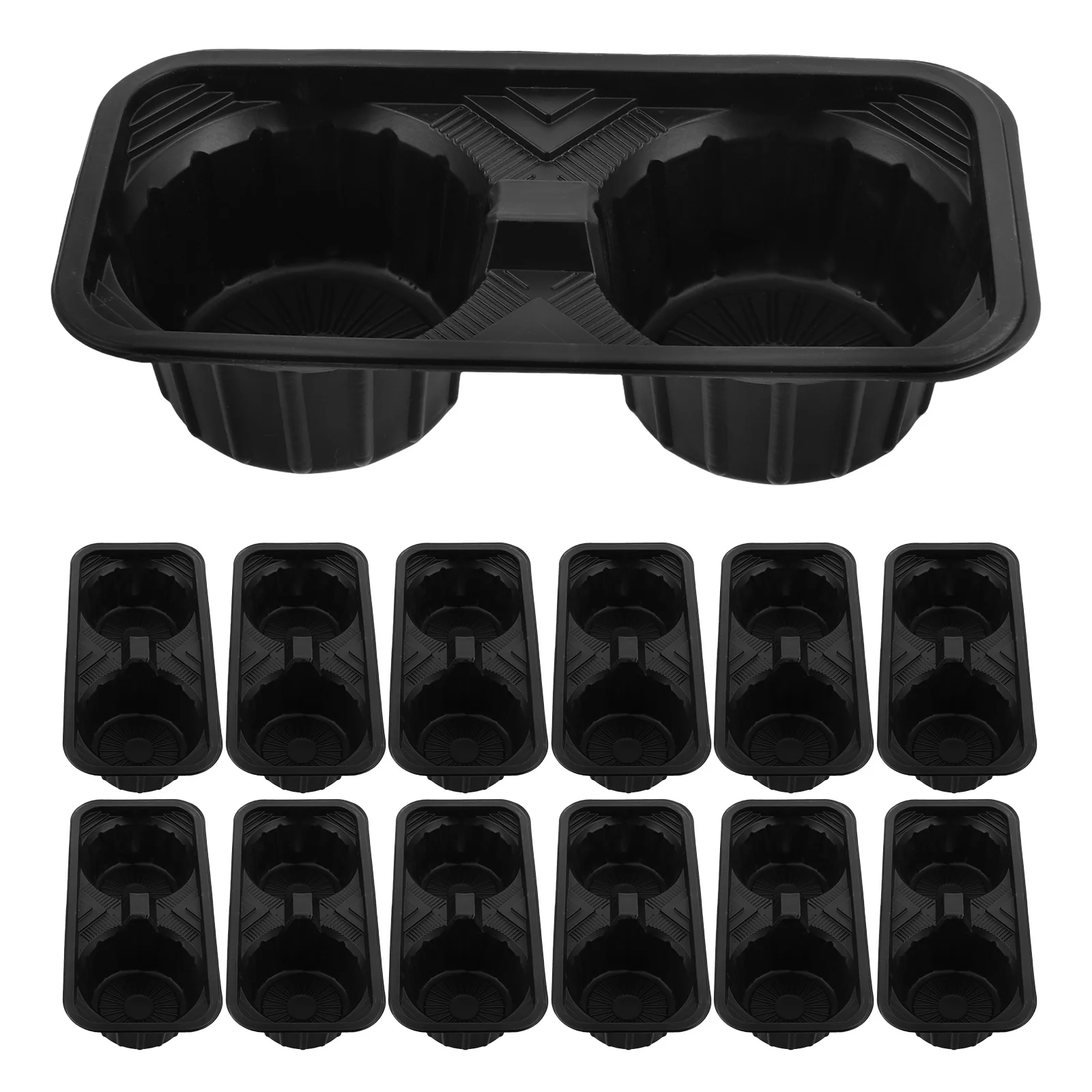 

50pcs Cup Tray Takeout Cup Holder Disposable Plastic Drink Tray Coffee Milk Tea Takeout Carrier Sturdy Secure Bulk
