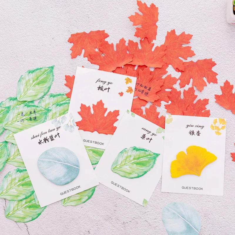 1 Pcs Korean Kawaii Cute Maple Leaf Ginkgo Memo Pad Sticky Notes Post Notepad Decoration Office School Supply Stationery