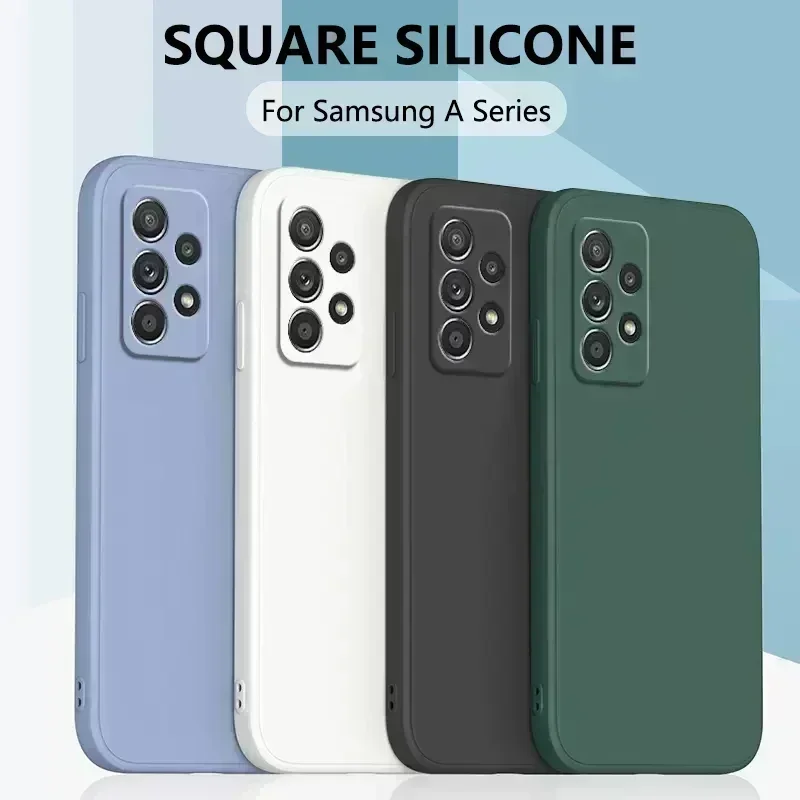 Luxo quadrado silicone caso de telefone para samsung galaxy a53 5g a33 a13 a73 a23 5g a54 a34 a14 a51 a71 a52s a32 a12 capa macia coque