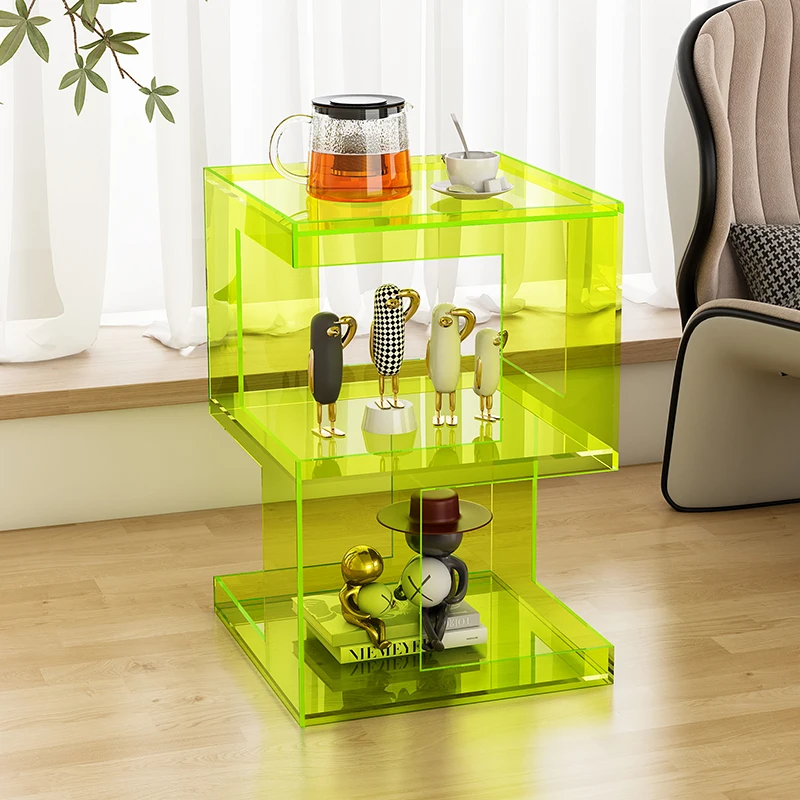 Minimalist Acrylic Sofa Side Table Creative Corner Organizer Multi-Functional Storage Rack Bedroom Decor Corner Table image 3
