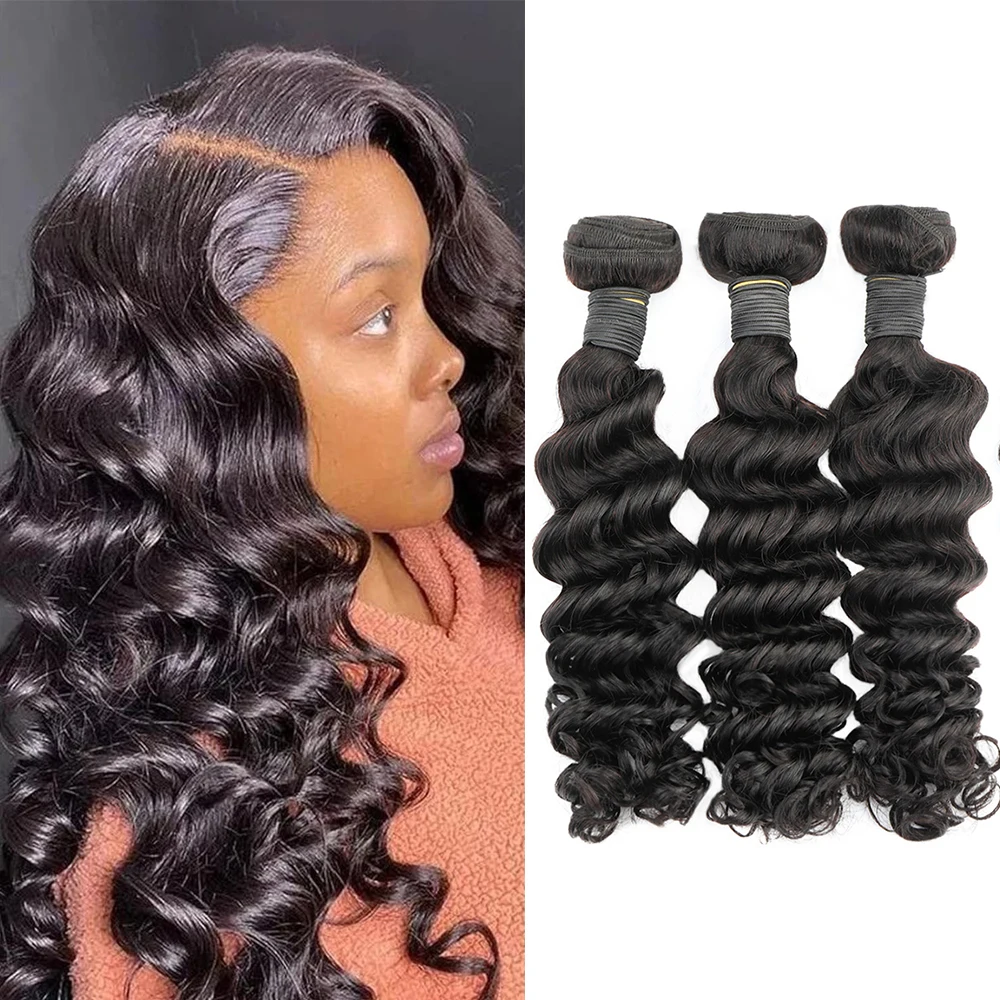 

Brazilian Remy Water Deep Human Hair Bundles Deep Wave 3 Bundles with Closure Deep Curly Bundles with 4x4 Lace Front Closure