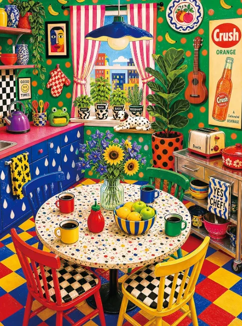 Jigsaw Puzzle 500/1000/1200/2000PCS Bright Vintage Pop Art Kitchen Room Multicolor Furniture Cute Decor Family Present